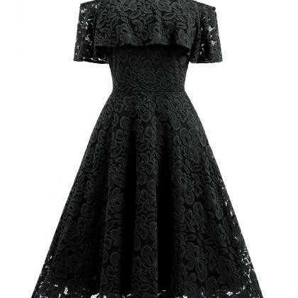 Black Lace Short Bridesmaid Dress ,girls Party..