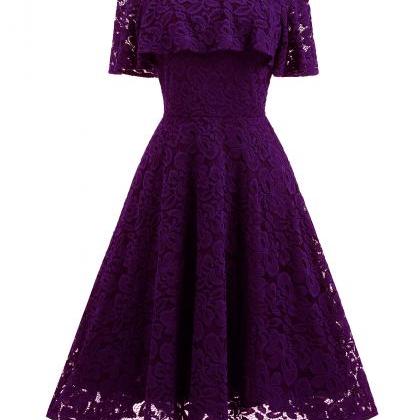 Purple Lace Short Bridesmaid Dress 2019, Short..