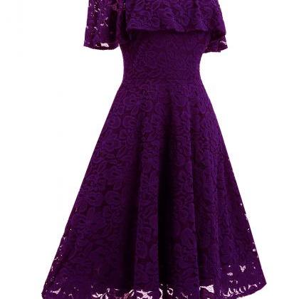 Purple Lace Short Bridesmaid Dress 2019, Short..