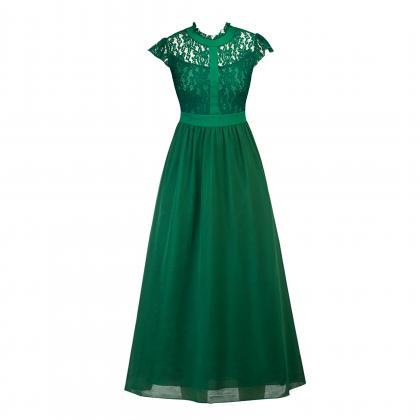 Green Lace Long Prom Dress Cheap Ch..