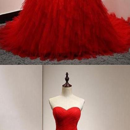 Vintage Red Ruffle Long Prom Dresses A Line , 16..