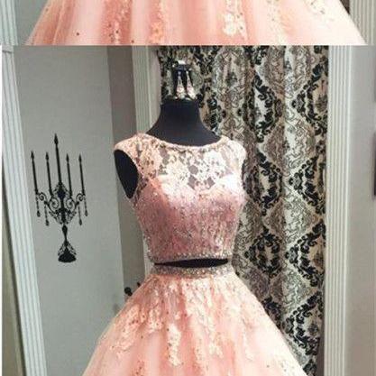 Shiny Two Pieces Long Prom Dress Off Shoulder Lace..