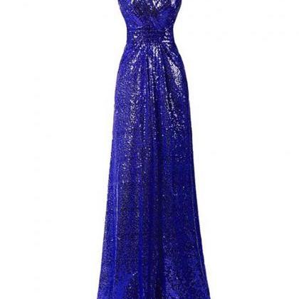 Plus Size Royal Blue Sequin Formal Prom Dress..