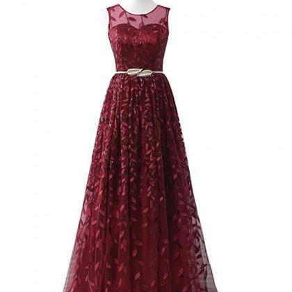 Plus Size Burgundy Tulle Women Party Dress Off..