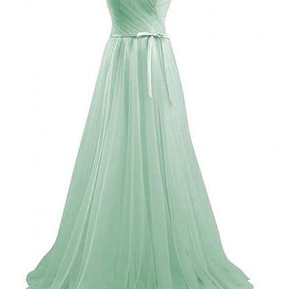 Off Shoulder Mint Green Long Party Gowns ,wedding..