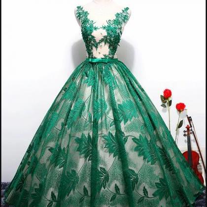 Green Lace Prom Dresses Pricess Wedding Party..
