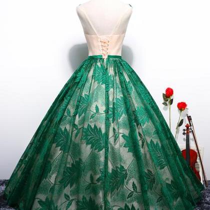 Green Lace Prom Dresses Pricess Wedding Party..