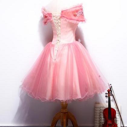 Ball Gowns Short Pink Organza Homecoming Dresses..