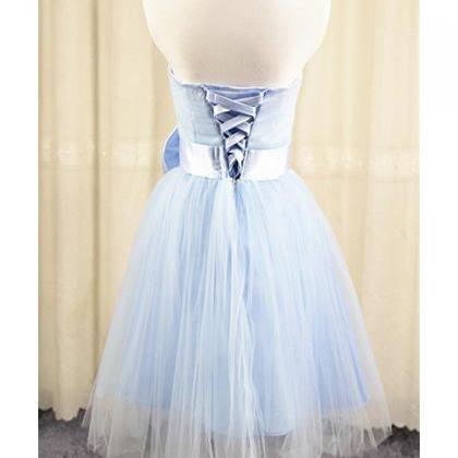 Sexy Light Blue Ruffle Short Homecoming Dress With..