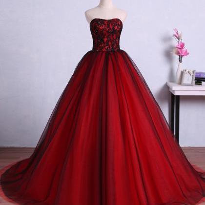 Elegant Black Lace Tulle Long Prom Dresses Ball..