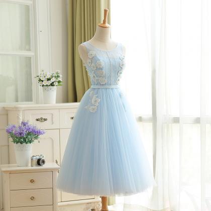 Sky Blue Tulle Homecoming Dress With A Line ,short..