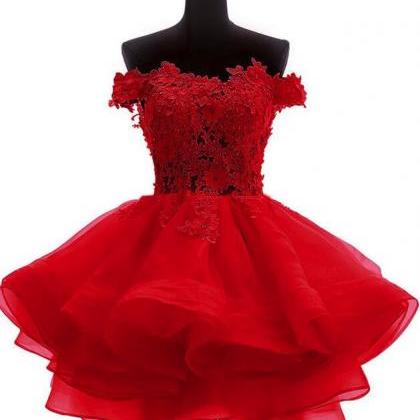 Red Lace Homecoming Dress Short Women Cocktail..