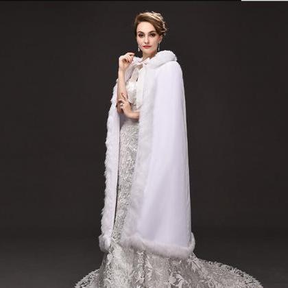 White Winter Wedding Jackets Faur Fax Long Coats..