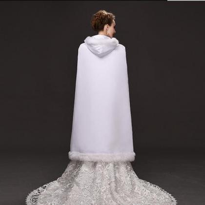 White Winter Wedding Jackets Faur Fax Long Coats..
