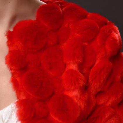 Vintage Red Warm Winter Wedding Jackets Faur Fur..