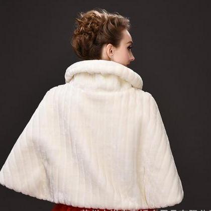 Vintage Ivory Warm Winter Wedding Jackets Faur Fur..