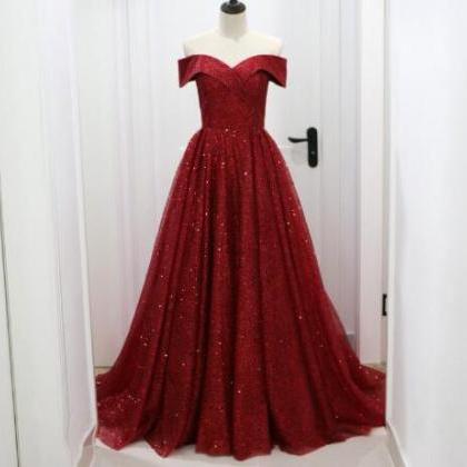 Bling Burgundy Sequin Ball Gown Prom Dress Sweet..