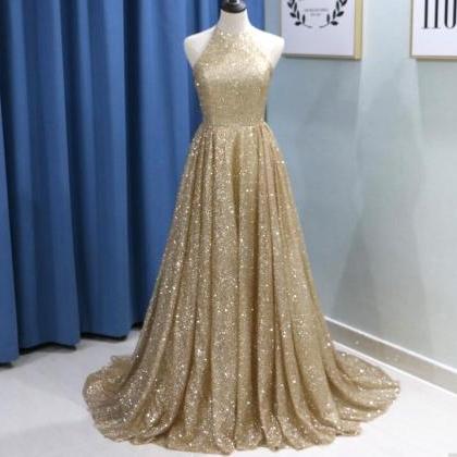 Gold Sequin Formal Evening Dress Yousef Aljasmi..