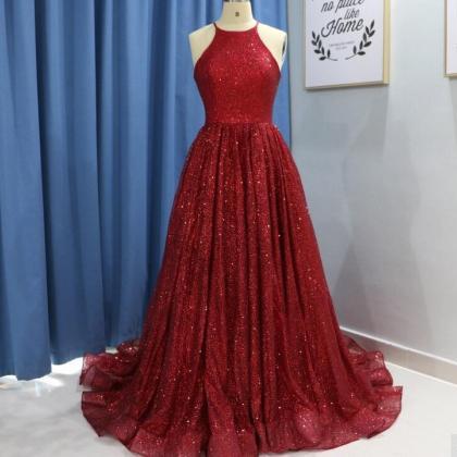 Red Sequin Formal Evening Dress Yousef Aljasmi..