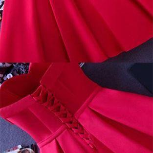Sweet 16 Prom Dress Short Fashion Red Satin Mini..