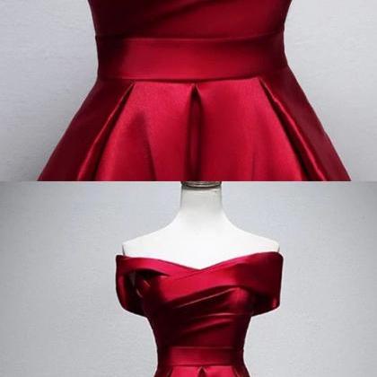 Sexy Tea Length Sweet Red Satin Prom Dress Off..