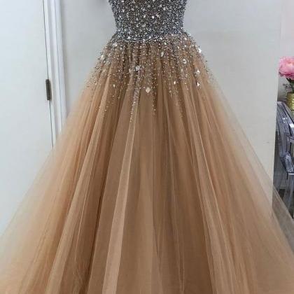 Luxury Beaded Crystal Corset Long Prom Dress, Off..