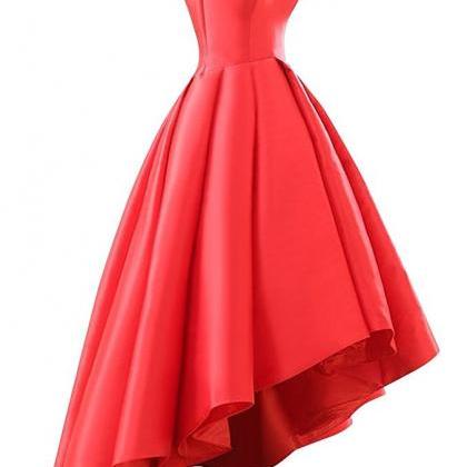 Off The Shoulder Women High Low Prom Dress, Satin..
