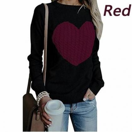 Y Women Winter Autumn Sweather With Print Heart..