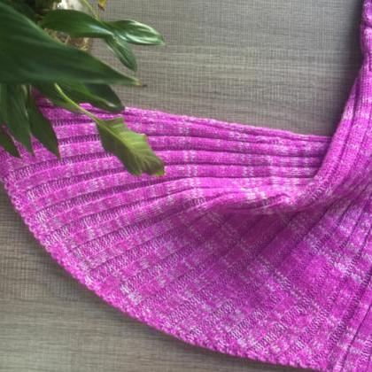 Beauty Purple Knitted Mermaid Blanket, Female Warm..