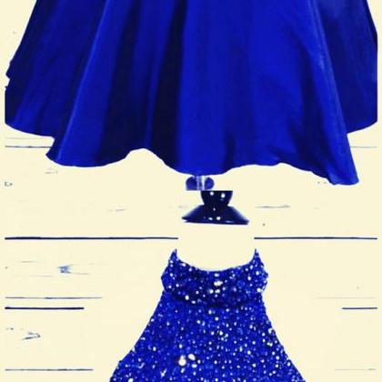 Shiny Beaded Royal Blue Homecoming Dress, Sexy..