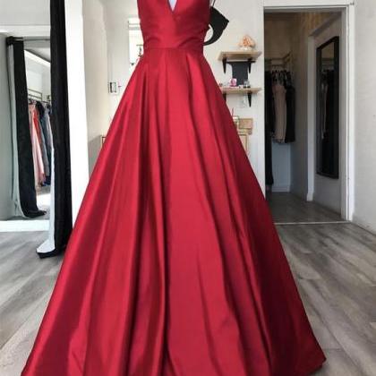 Fashion Red Satin Prom Dress, Spaghetti Strap Long..