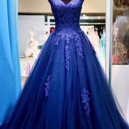 Sexy V-neck Tulle A Line Women Prom Dress 2019..