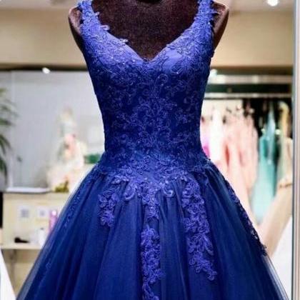 Sexy V-neck Tulle A Line Women Prom Dress 2019..