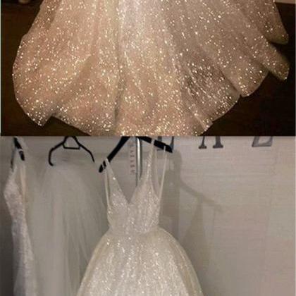 Sparkly Ivory Sequin Long Prom Dress Custom Made..