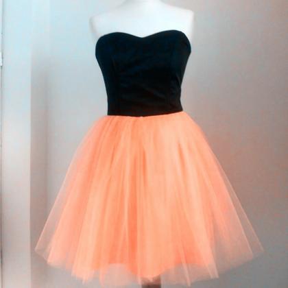 Orange Tulle Short Homecoming Dress, Sexy A Line..