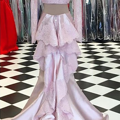 Two Pieces Long Prom Dress, Mermaid Light Pink..