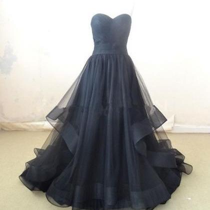 Navy Blue Tulle Long Prom Dress, Prom Dress, Off..