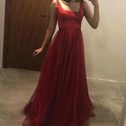 Red Satin Long Prom Dress Custom Made Prom Gowns..