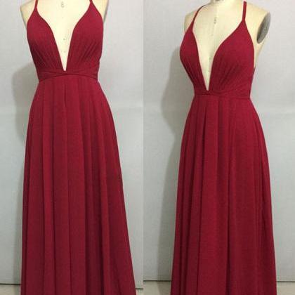 A Line Red Chiffon Long Prom Dress,off Shoulder..