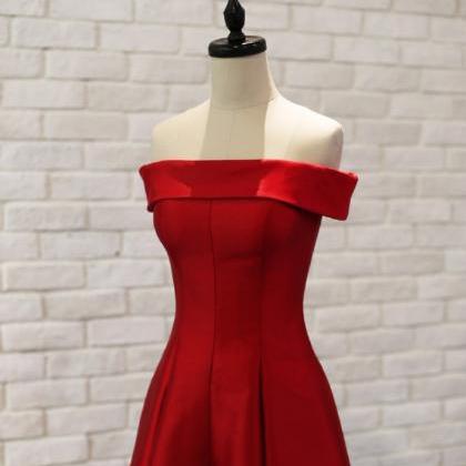 Elegant A Line Red Satin Prom Dress Custom Made..