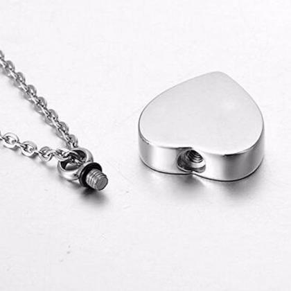 Heart Memorial Urn Pendant Necklace Stainless..