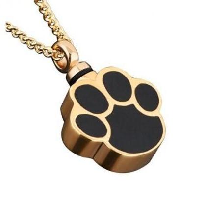 Ashes Pet Dog/cat Paw Print Cremation Urn Necklace..