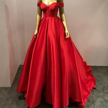 Red Satin Ball Gown Prom Dress 2019 Custom Made..