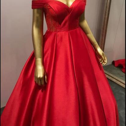 Red Satin Ball Gown Prom Dress 2019 Custom Made..