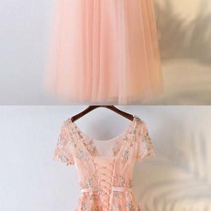 Floor Length Coral Tulle Long Prom Dress Sexy..