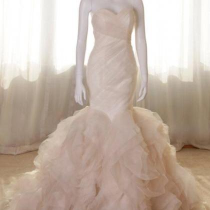 Off Shoulder Ruched Mermaid Wedding Dress Custom..