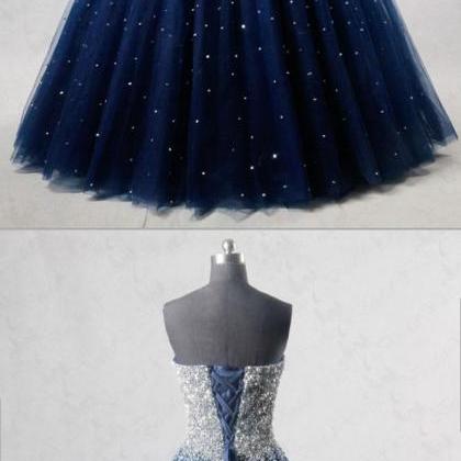 Luxury Beaded Crystal Sequin Sweet Long Prom Dress..