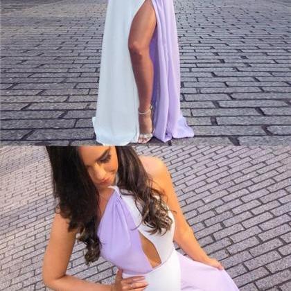 Long Prom Dress With Mix Colour, Custom Made White..