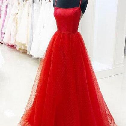 Fashion Red Tulle Long Evening Party Dress Custom..