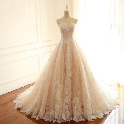 Champagne Lace Prom Dress Sweet 16 Prom Gowns..